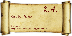 Kello Alex névjegykártya
